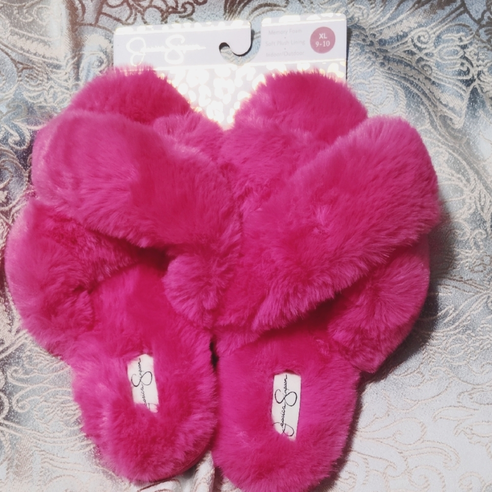 Vibrant Pink Plush Slippers